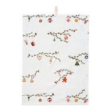 Kähler Hammershøi Christmas Viskestykke 50x70 Cm, Hvid Med Dekoration