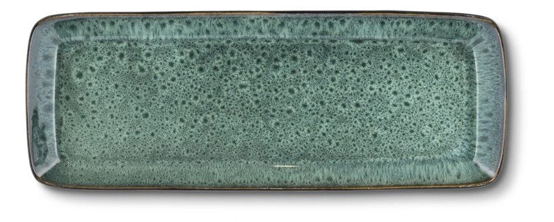 Bitz Serveringsfad Sort M. Grøn Glasur, 38x14 Cm