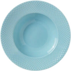 Lyngby Porcelæn Rhombe Dyb Tallerken Tyrkis, Ø24.5